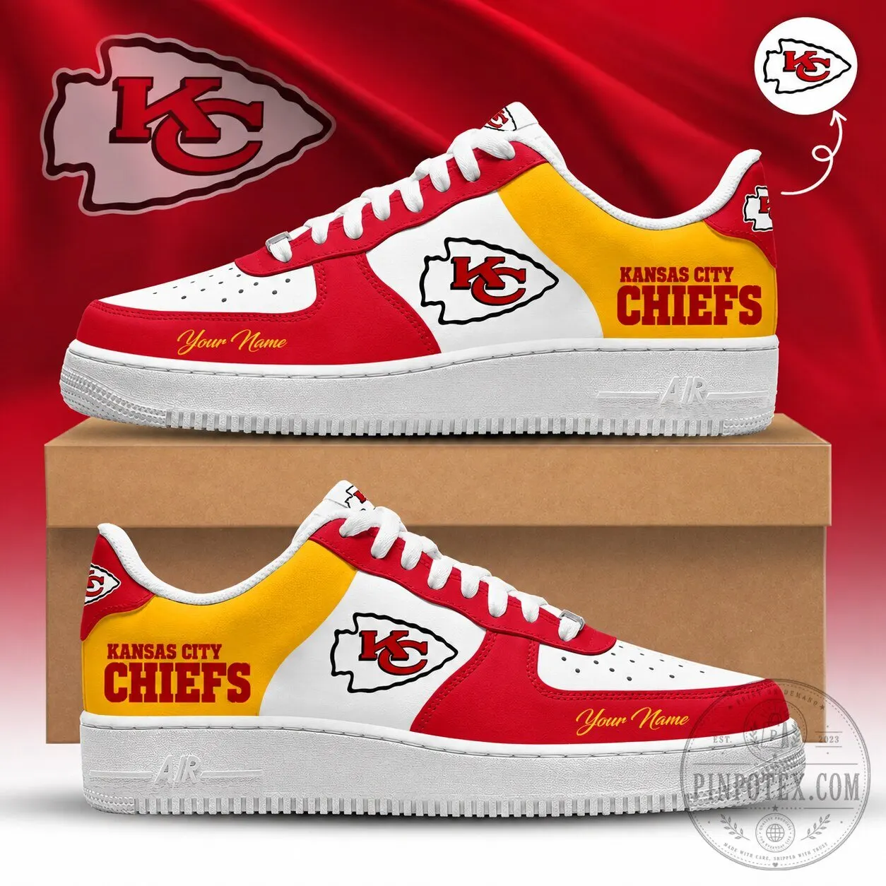 Kansas City Chiefs Football Team Personalized Air Force Sneakers