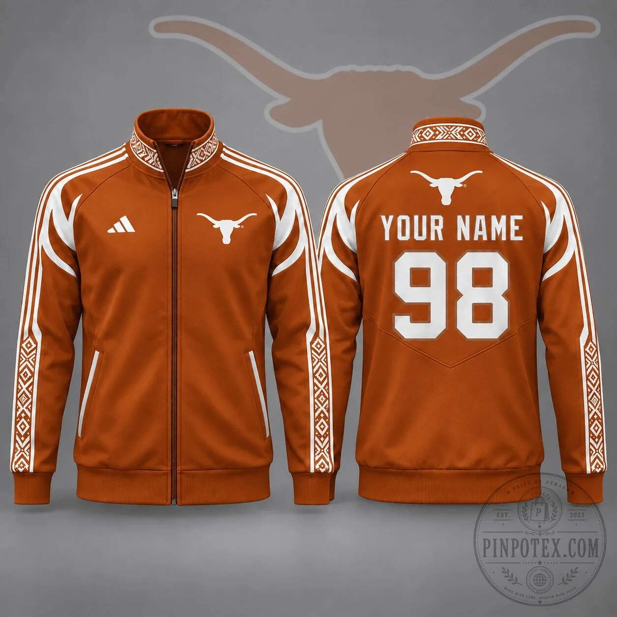 Texas Longhorns Personalized Tradition Line Full Zip Track Jacket