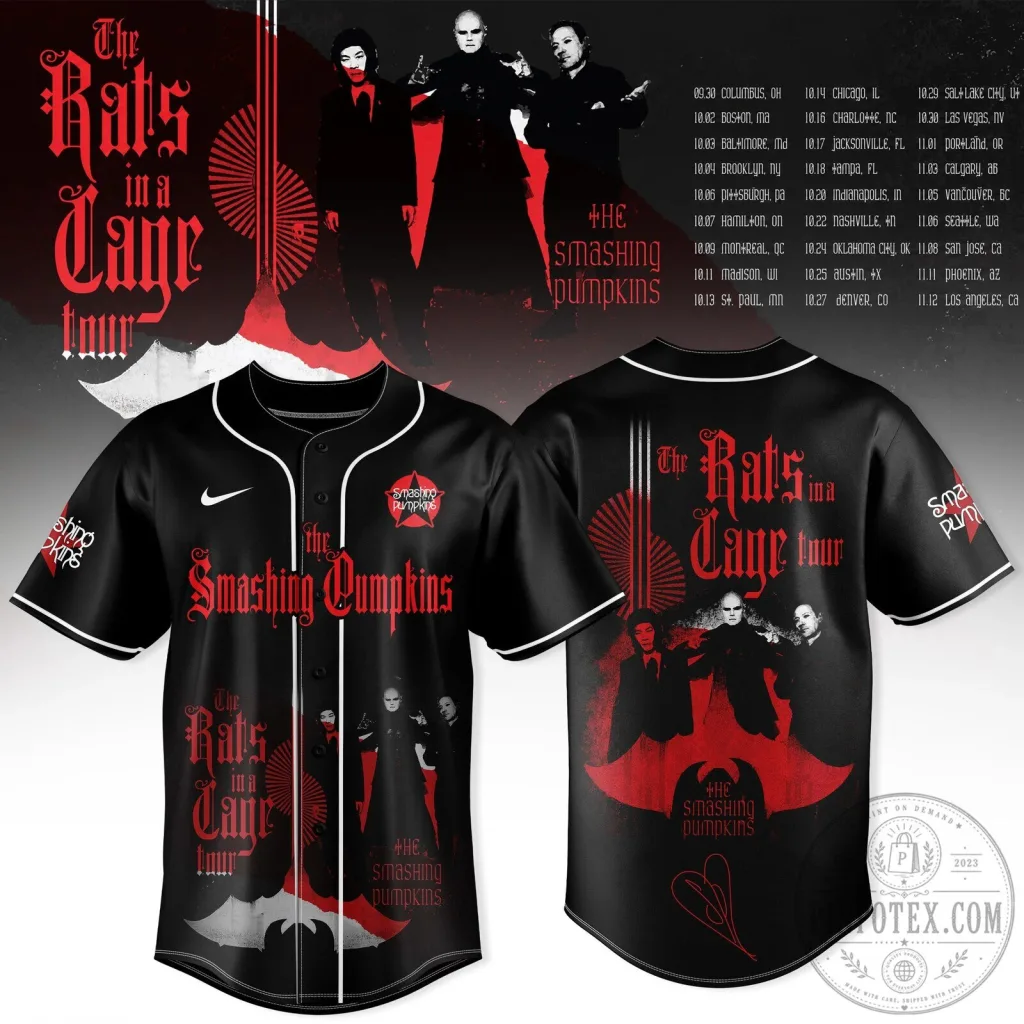 The Smashing Pumpkins The Rats In A Cage Tour 2026 Edition Baseball Jersey The Smashing Pumpkins The Rats In A Cage Tour 2026 Edition Baseball Jersey