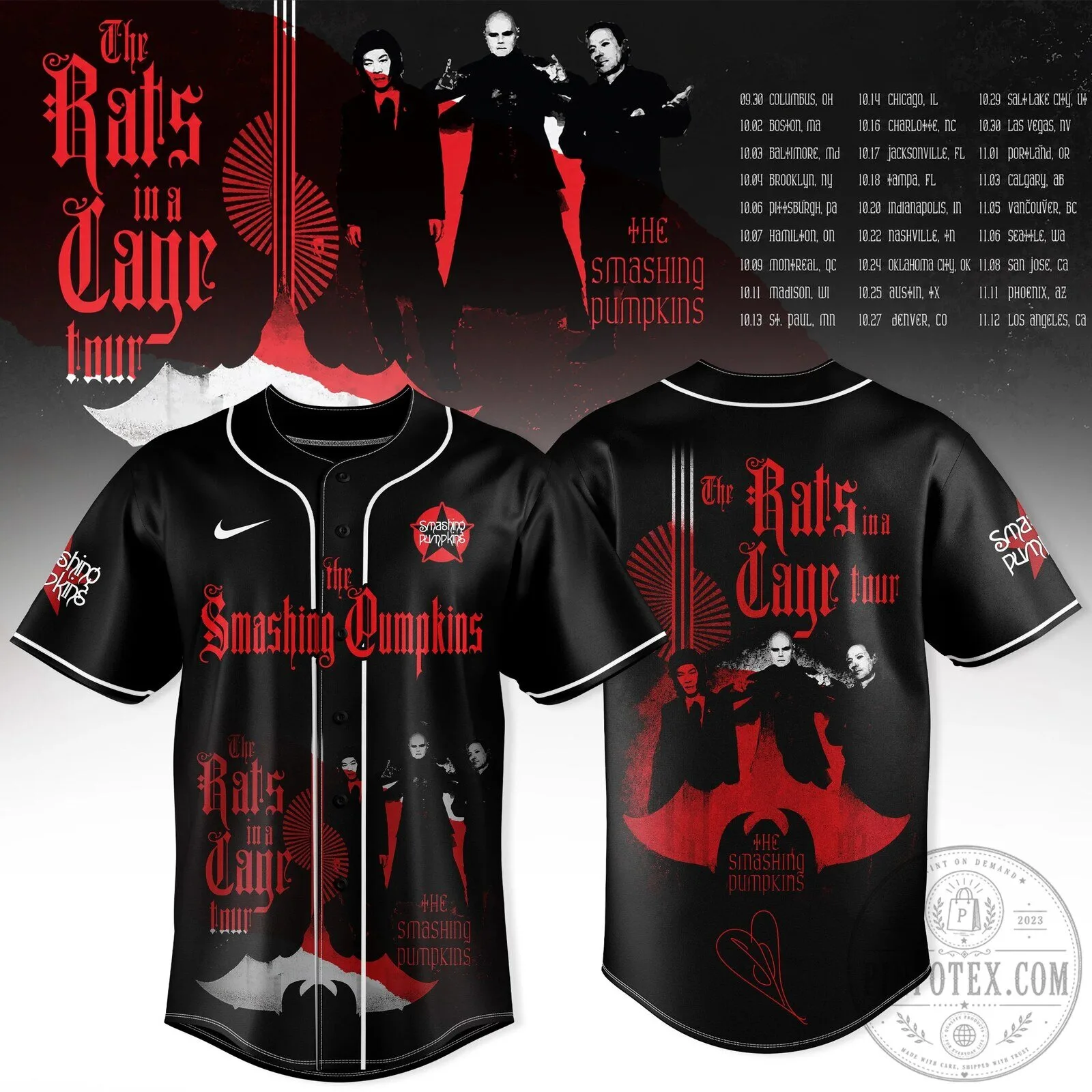 The Smashing Pumpkins The Rats In A Cage Tour 2026 Edition Baseball Jersey
