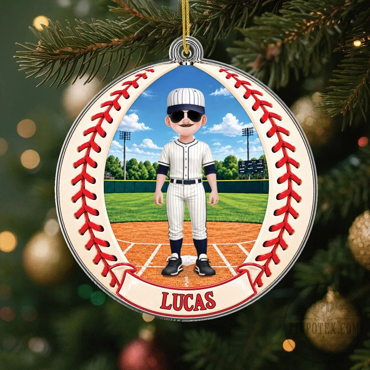 Personalized Baseball Player Girl Round Christmas Tree Ornament 11 Personalized Baseball Player Girl Round Christmas Tree Ornament