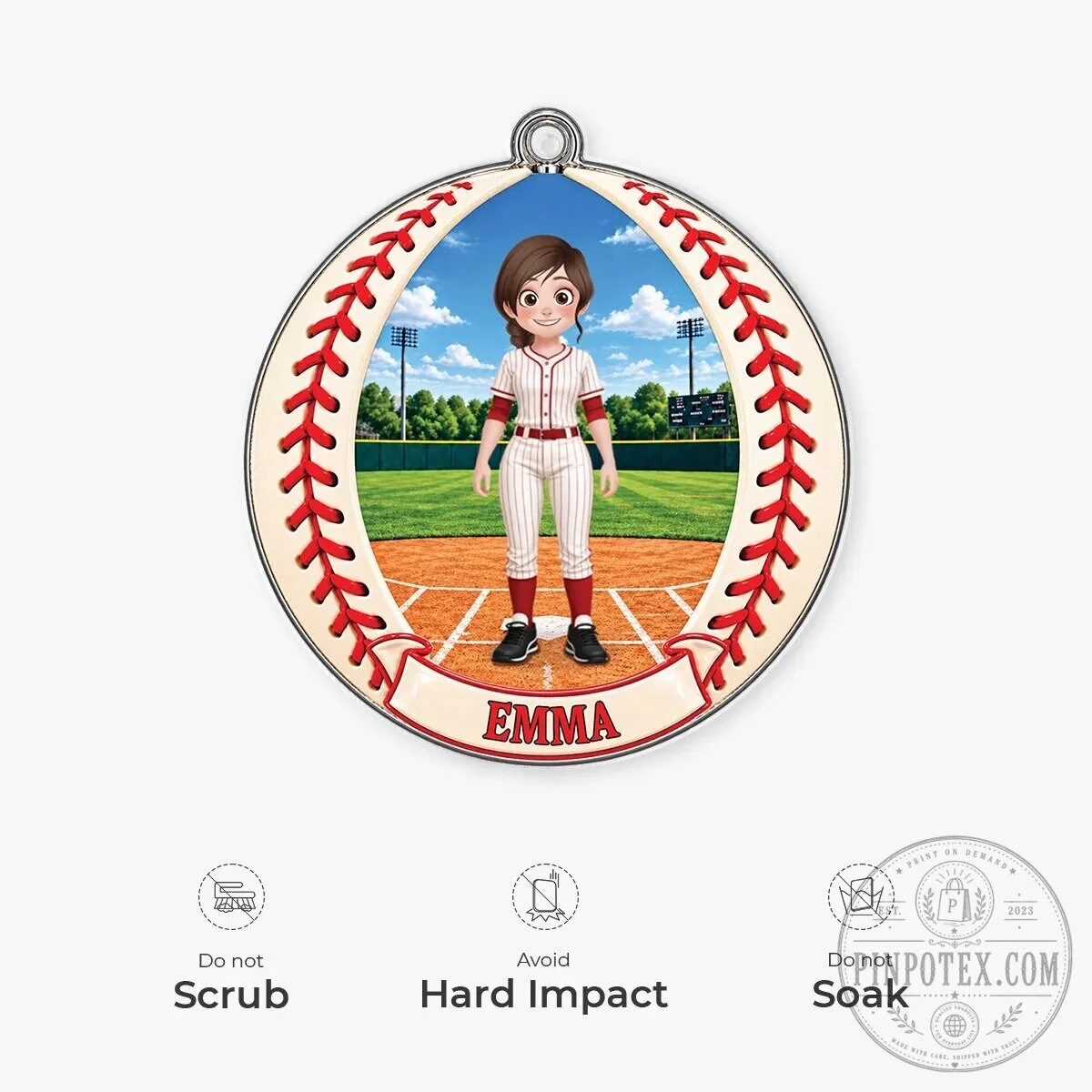 Personalized Baseball Player Girl Round Christmas Tree Ornament 14 Personalized Baseball Player Girl Round Christmas Tree Ornament
