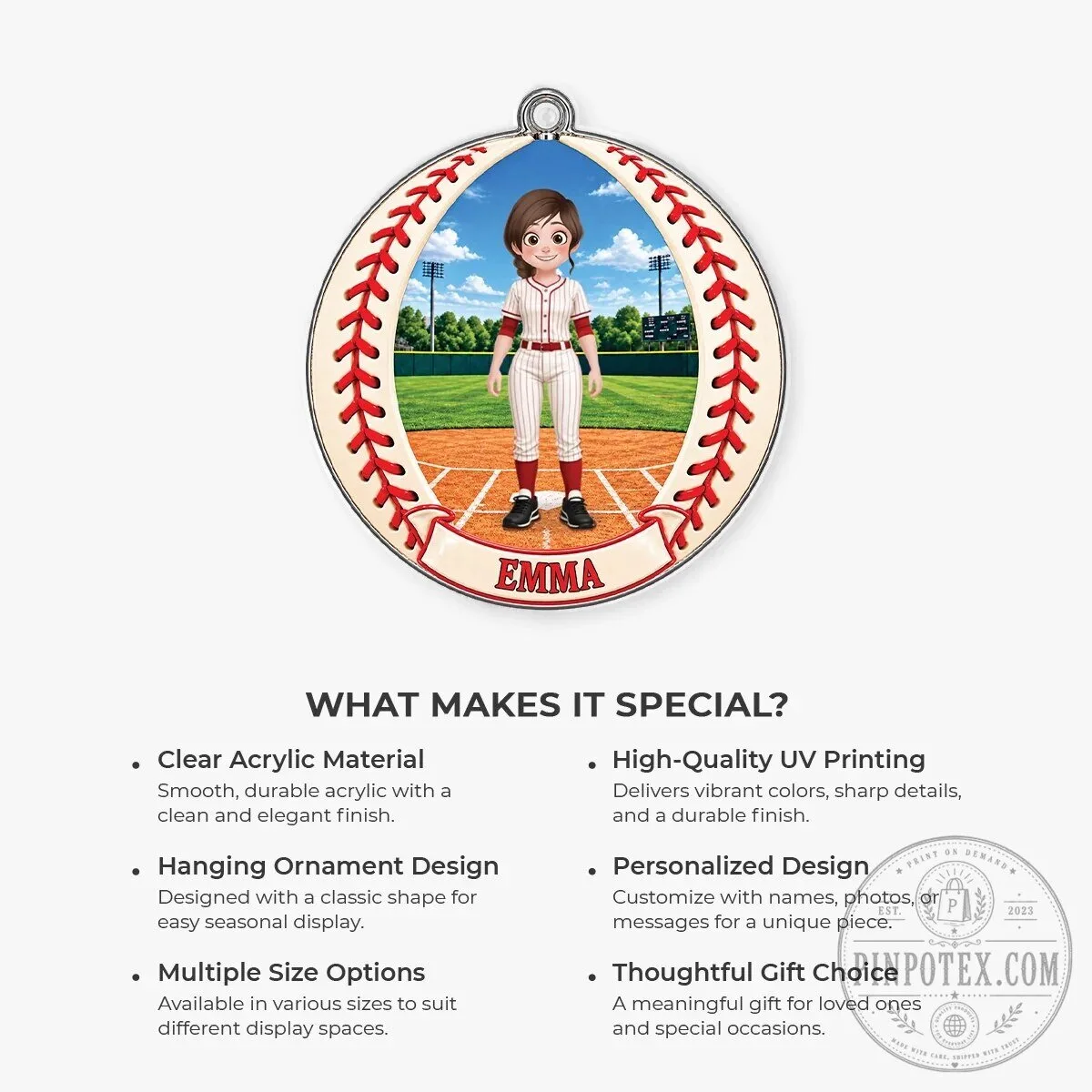 Personalized Baseball Player Girl Round Christmas Tree Ornament 15 Personalized Baseball Player Girl Round Christmas Tree Ornament
