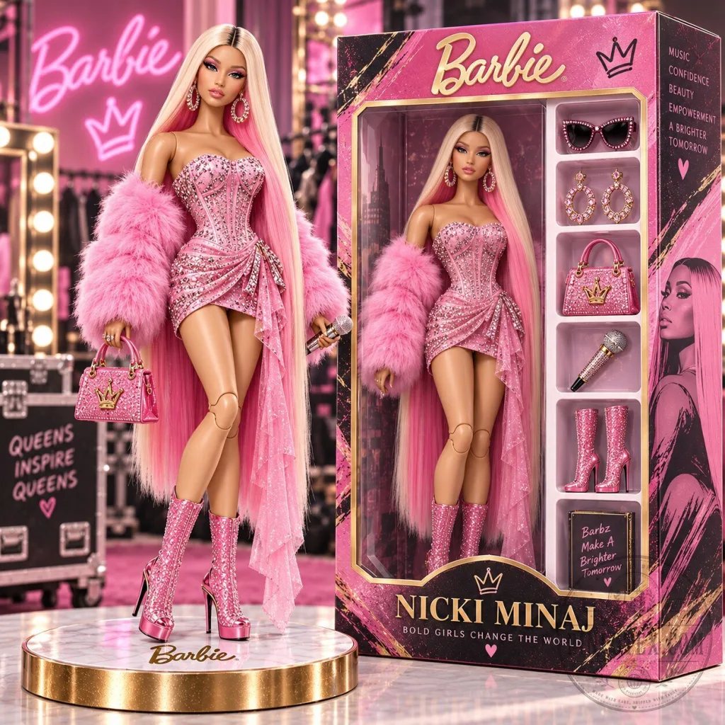 Nicki Minaj Barbie Signature Commemorative Doll with Pink Outfit and Accessories Nicki Minaj Barbie Signature Commemorative Doll with Pink Outfit and Accessories