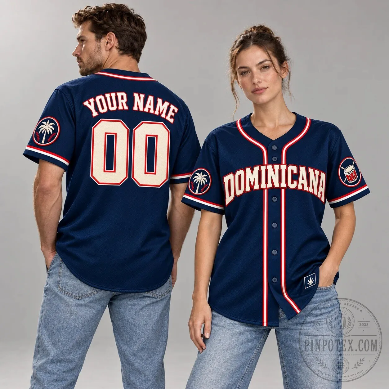 Dominicana Heritage Custom Baseball Jersey with Palm Tree and Drum Patches 9 Dominicana Heritage Custom Baseball Jersey with Palm Tree and Drum Patches