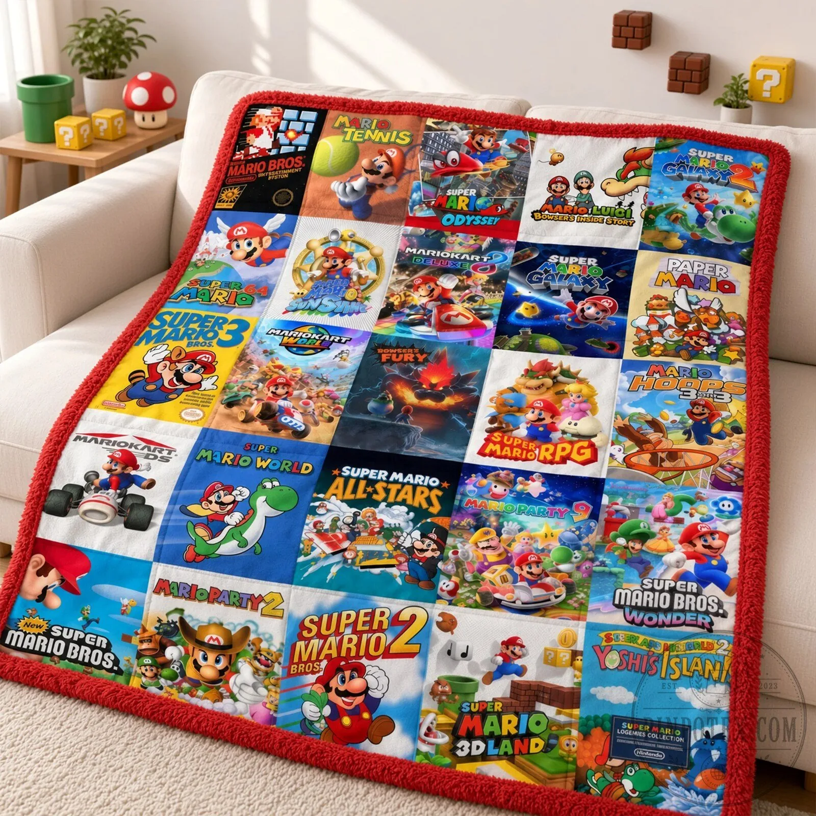 Super Mario Bros Video Game Covers Collage Fleece Blanket 8 Super Mario Bros Video Game Covers Collage Fleece Blanket