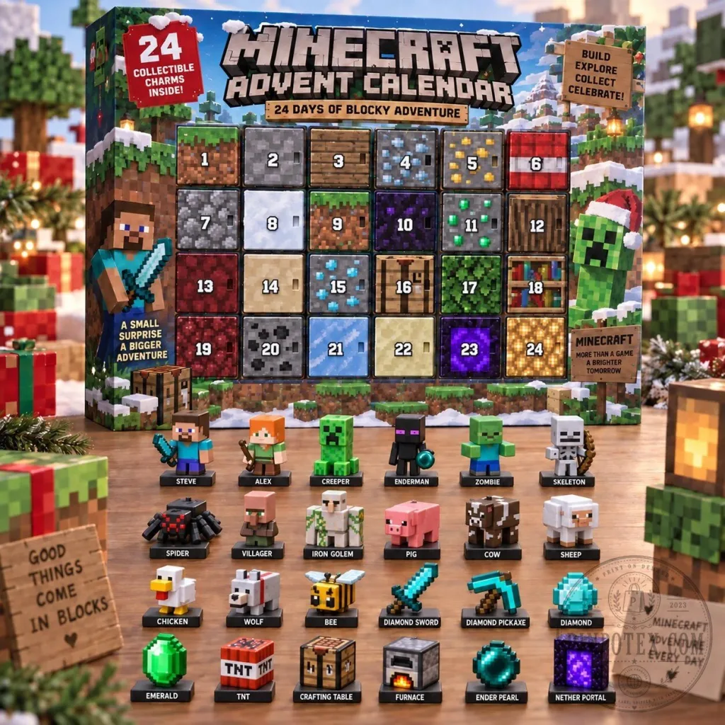 Minecraft Advent Calendar 24 Days of Blocky Adventure Collectible Charms Minecraft Advent Calendar 24 Days of Blocky Adventure Collectible Charms