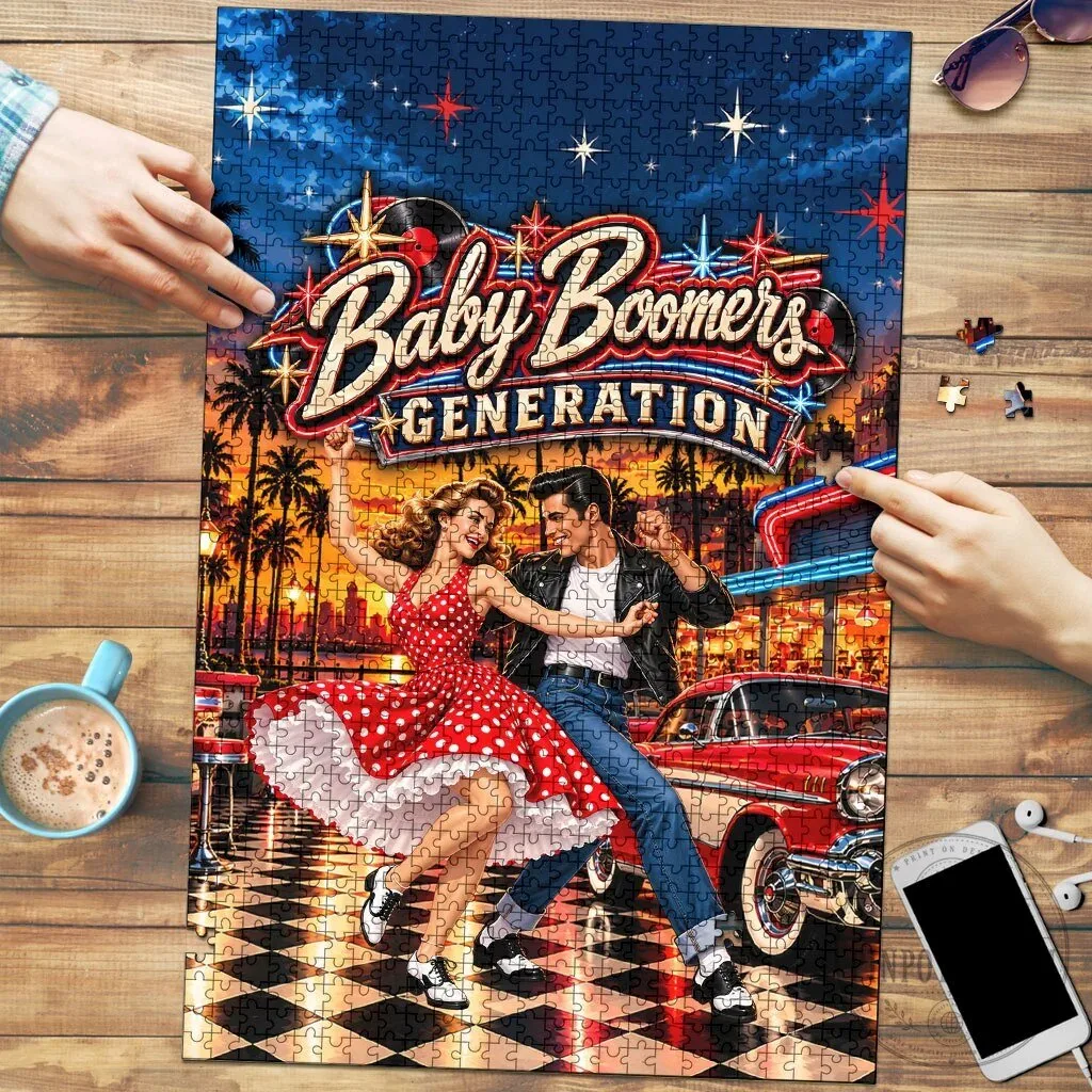 Baby Boomers Generation Vintage 1950s Rock and Roll Nostalgia Puzzle