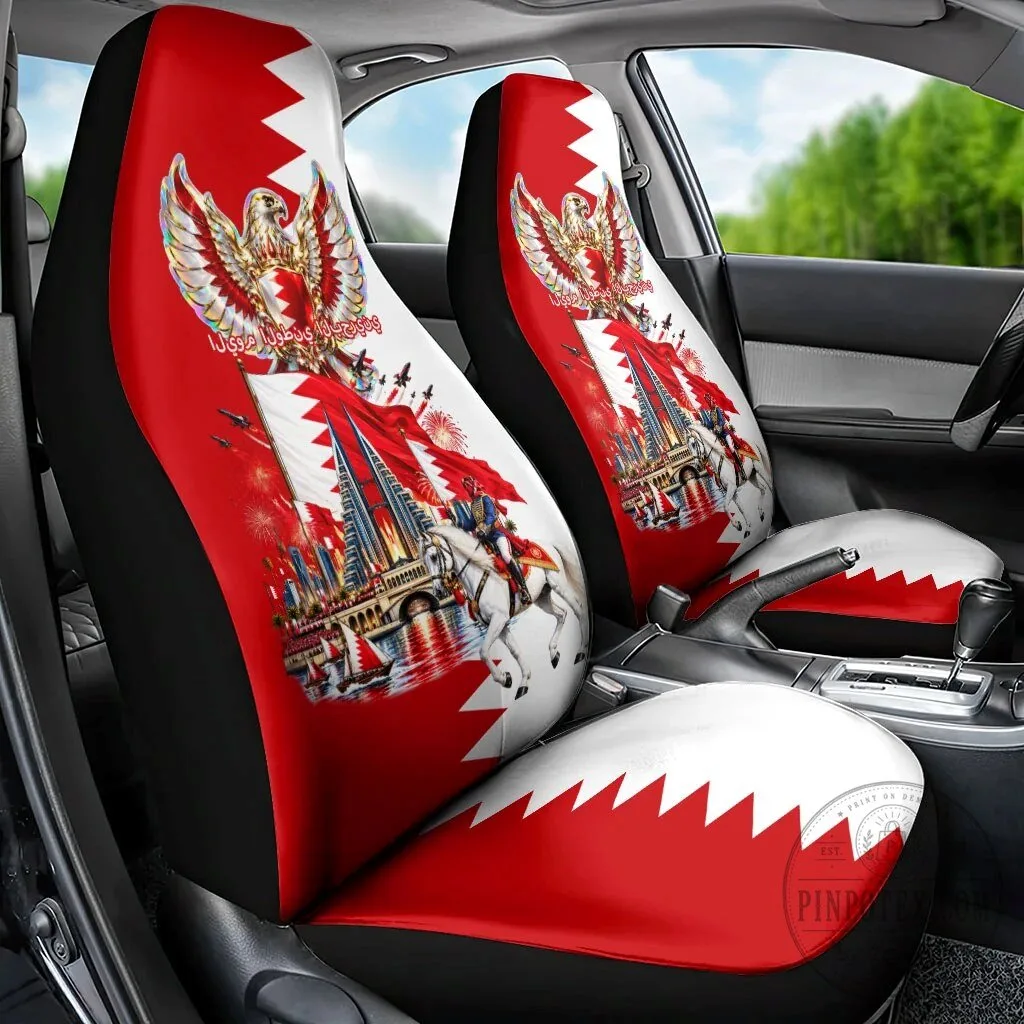 Bahrain National Day Flag and Knight Car Seat Covers - Full Set 7 Bahrain National Day Flag and Knight Car Seat Covers - Full Set