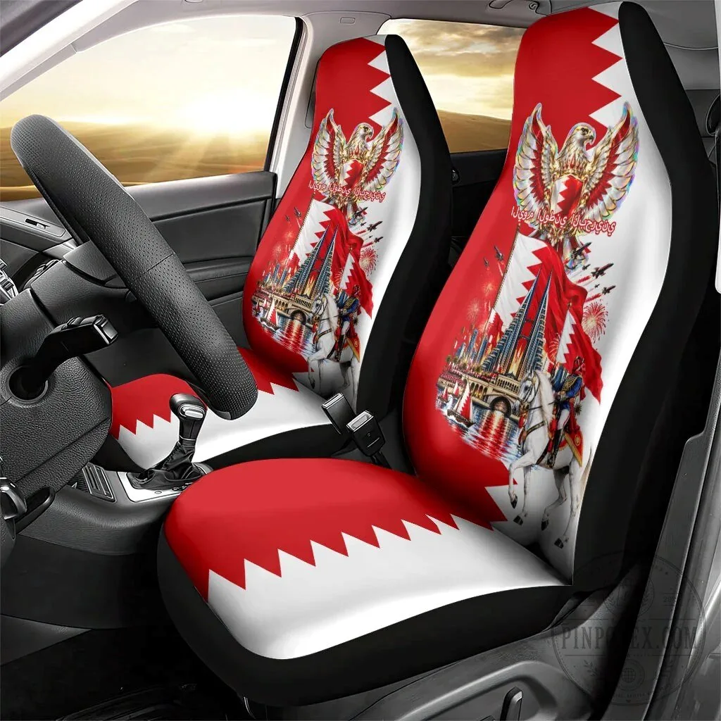 Bahrain National Day Flag and Knight Car Seat Covers - Full Set 8 Bahrain National Day Flag and Knight Car Seat Covers - Full Set