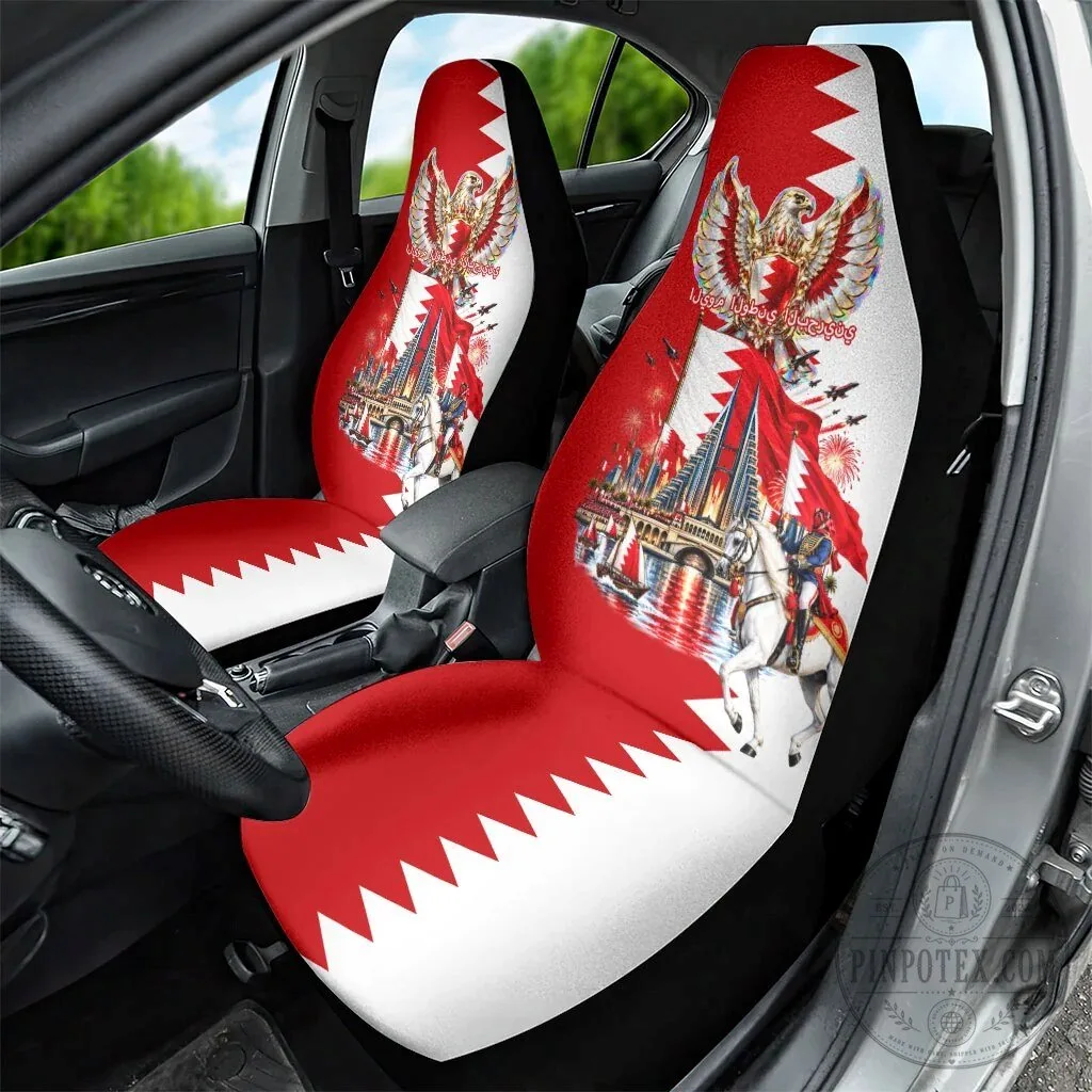 Bahrain National Day Flag and Knight Car Seat Covers - Full Set 9 Bahrain National Day Flag and Knight Car Seat Covers - Full Set