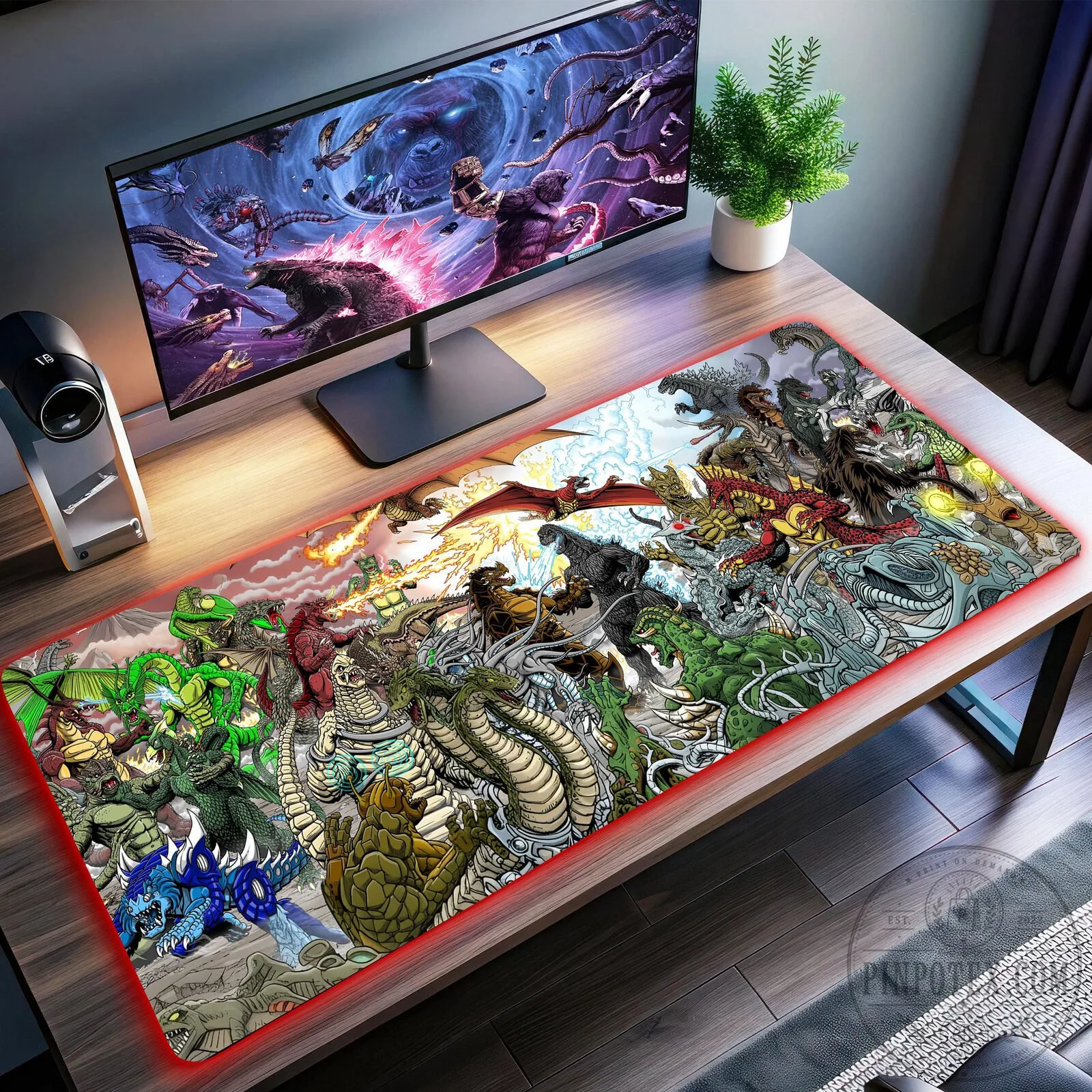 Godzilla Kaiju Monsters Epic Battle Scene Extended Gaming Mouse Pad