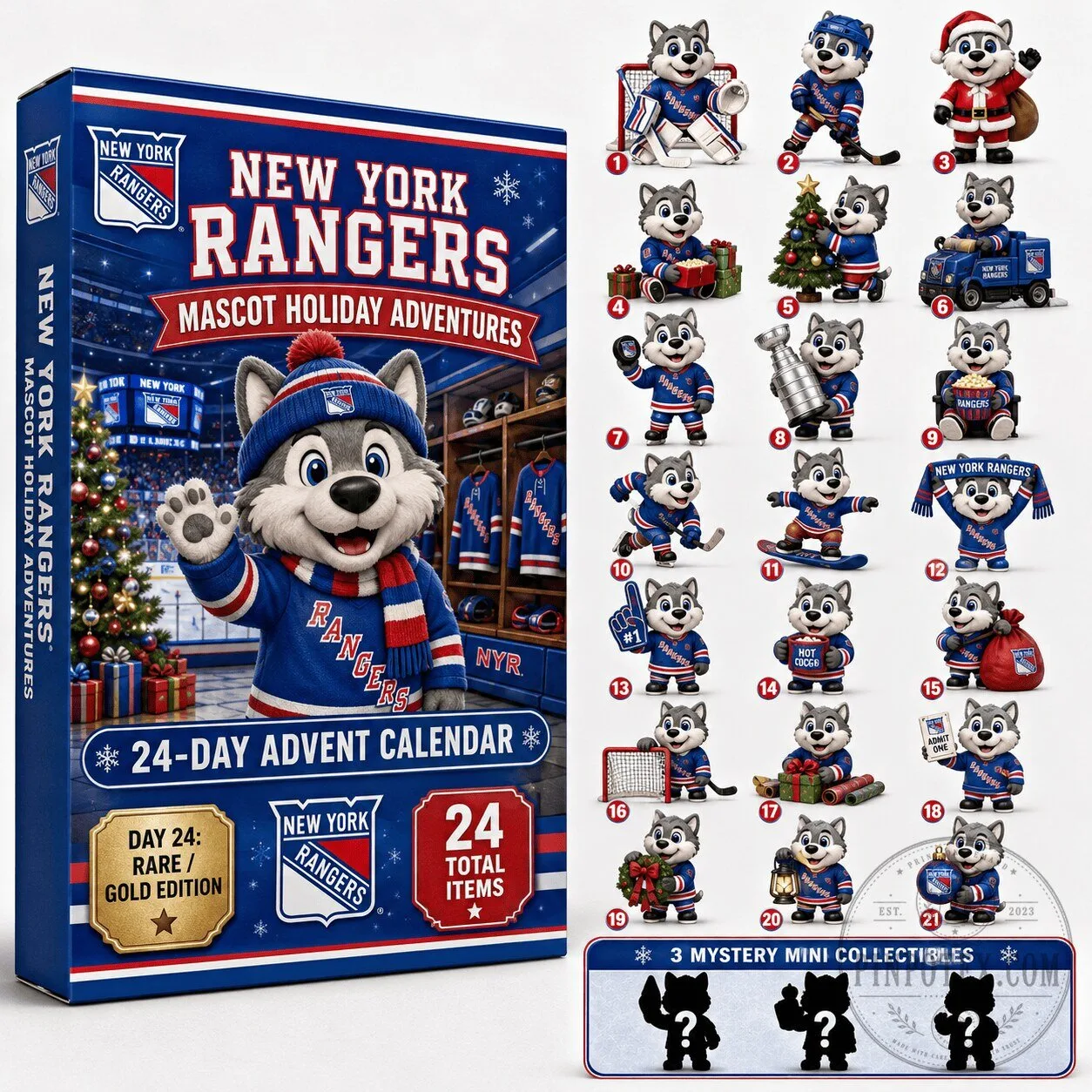 New York Rangers Hockey Mascot Holiday Adventures 24-Day Advent Calendar