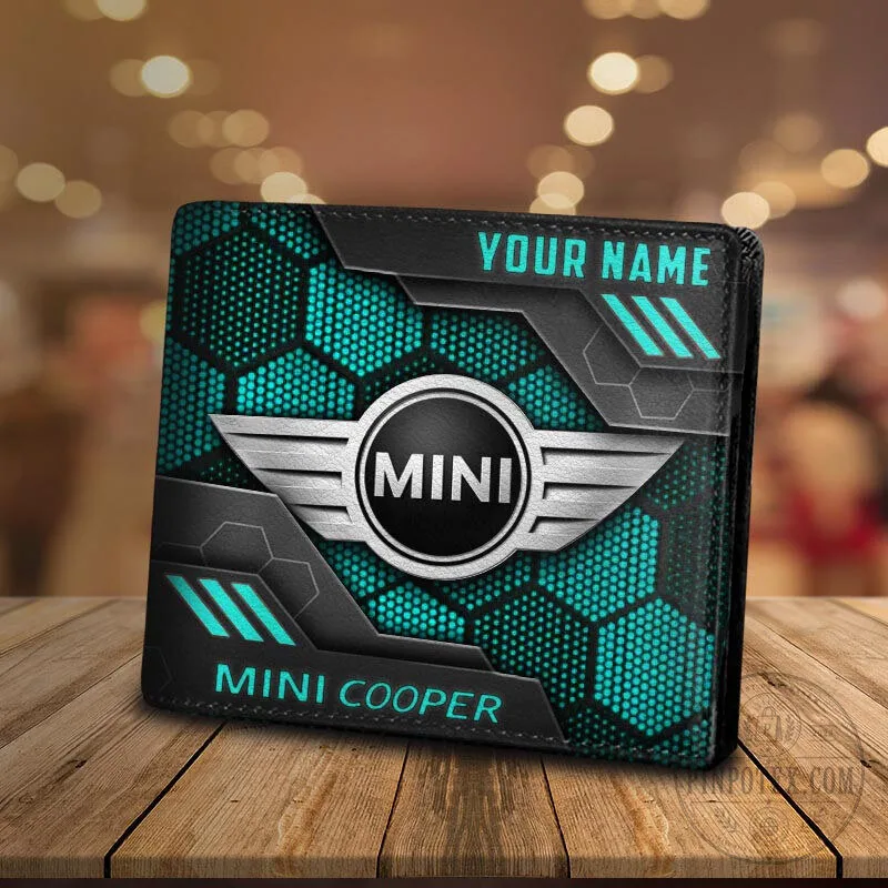 Mini Cooper Personalized Black Hexagon Design Bifold Leather Wallet 12 Mini Cooper Personalized Black Hexagon Design Bifold Leather Wallet