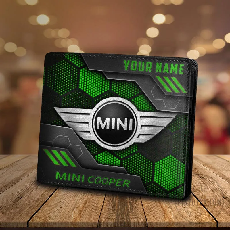 Mini Cooper Personalized Black Hexagon Design Bifold Leather Wallet 13 Mini Cooper Personalized Black Hexagon Design Bifold Leather Wallet