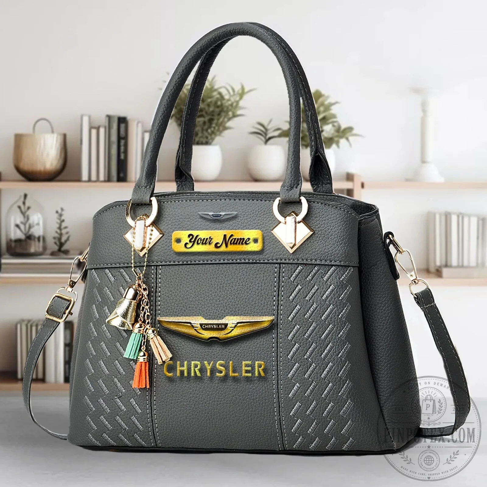 Personalized Chrysler Car Logo Black Leather Handbag 20 Personalized Chrysler Car Logo Black Leather Handbag