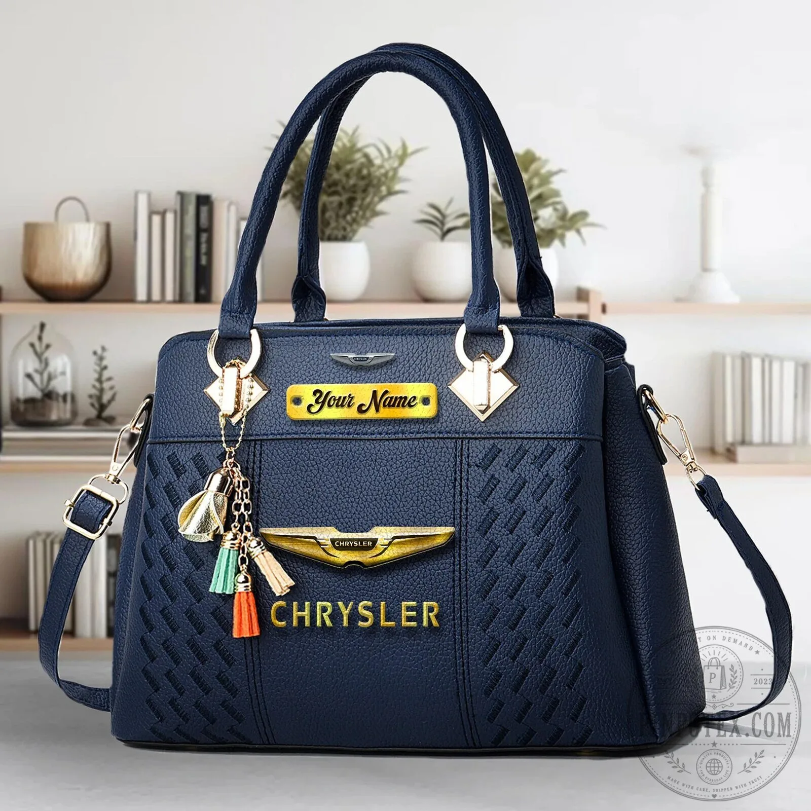 Personalized Chrysler Car Logo Black Leather Handbag 22 Personalized Chrysler Car Logo Black Leather Handbag