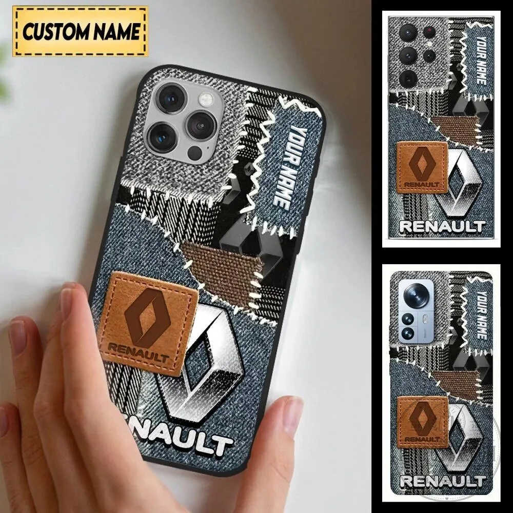 Renault Custom Name Patchwork Denim Style Phone Case for All Models