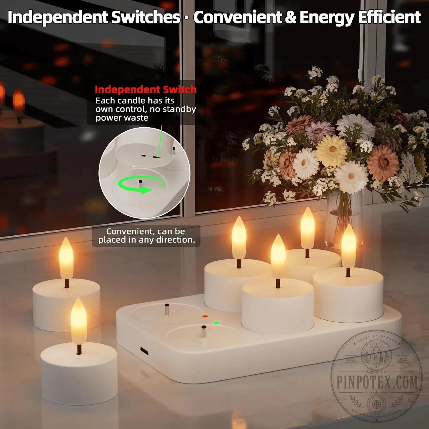 Rechargeable Flameless LED Tea Light Candles with Charging Station and Remote Control 18 Rechargeable Flameless LED Tea Light Candles with Charging Station and Remote Control