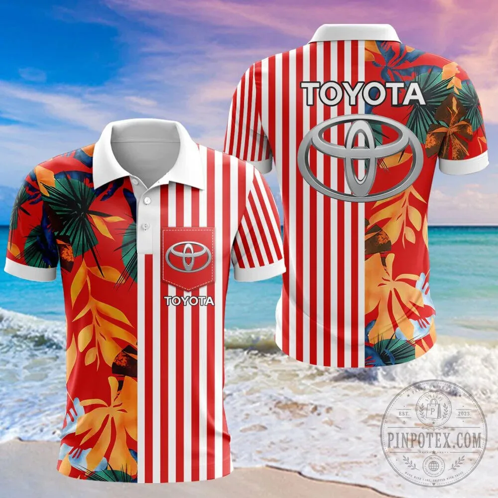 Toyota Racing Red Striped Tropical Leaves Hawaiian Shirt 16 Toyota Racing Red Striped Tropical Leaves Hawaiian Shirt