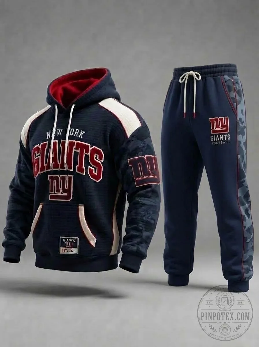 New York Giants Football Team Pullover Hoodie and Jogger Sweatpants Set