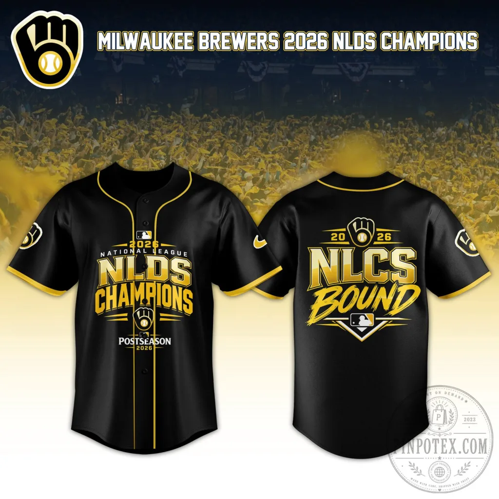 Milwaukee Brewers 2026 NLDS Champions Black Baseball Jersey Milwaukee Brewers 2026 NLDS Champions Black Baseball Jersey