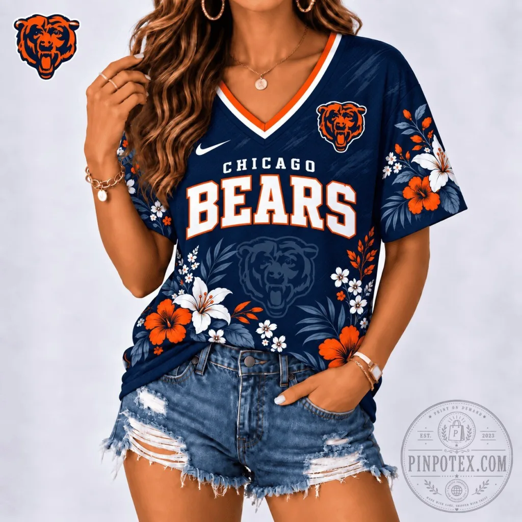 Chicago Bears Floral Spirit Game Ready V-Neck Football Jersey Chicago Bears Floral Spirit Game Ready V-Neck Football Jersey