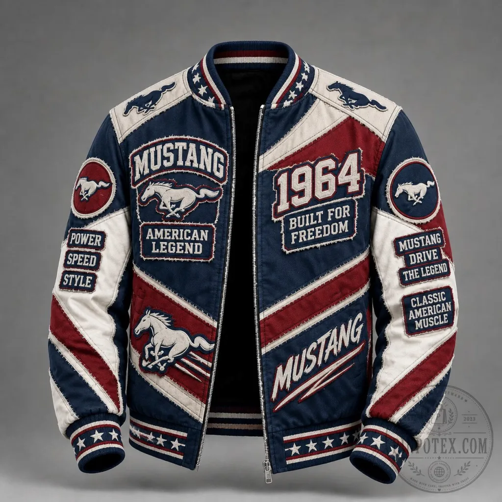 Ford Mustang 1964 Built For Freedom American Legend Bomber Jacket Ford Mustang 1964 Built For Freedom American Legend Bomber Jacket