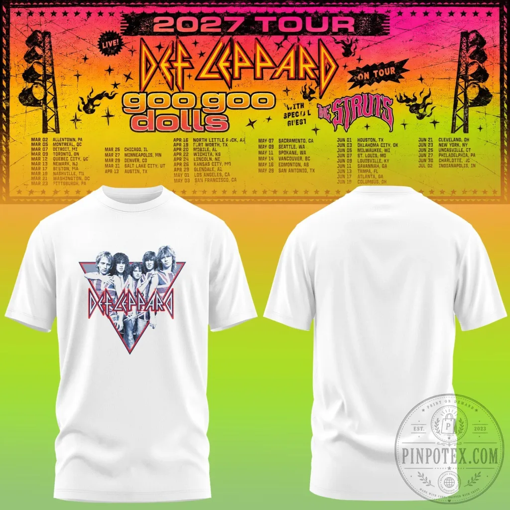 Def Leppard 2027 Tour Retro Rock Band Concert T-Shirt Def Leppard 2027 Tour Retro Rock Band Concert T-Shirt