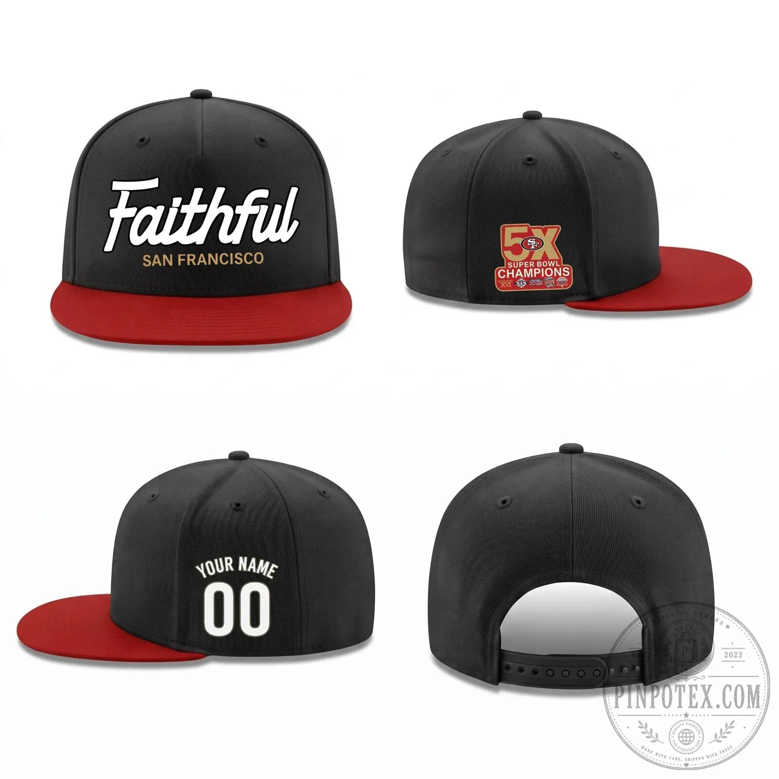 San Francisco 49ers Super Bowl Champions Faithful Personalized Snapback Cap Hat