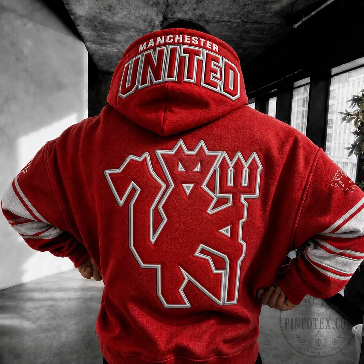 Manchester United Red Devil Mascot Embroidered Oversized Hoodie 1 Manchester United Red Devil Mascot Embroidered Oversized Hoodie