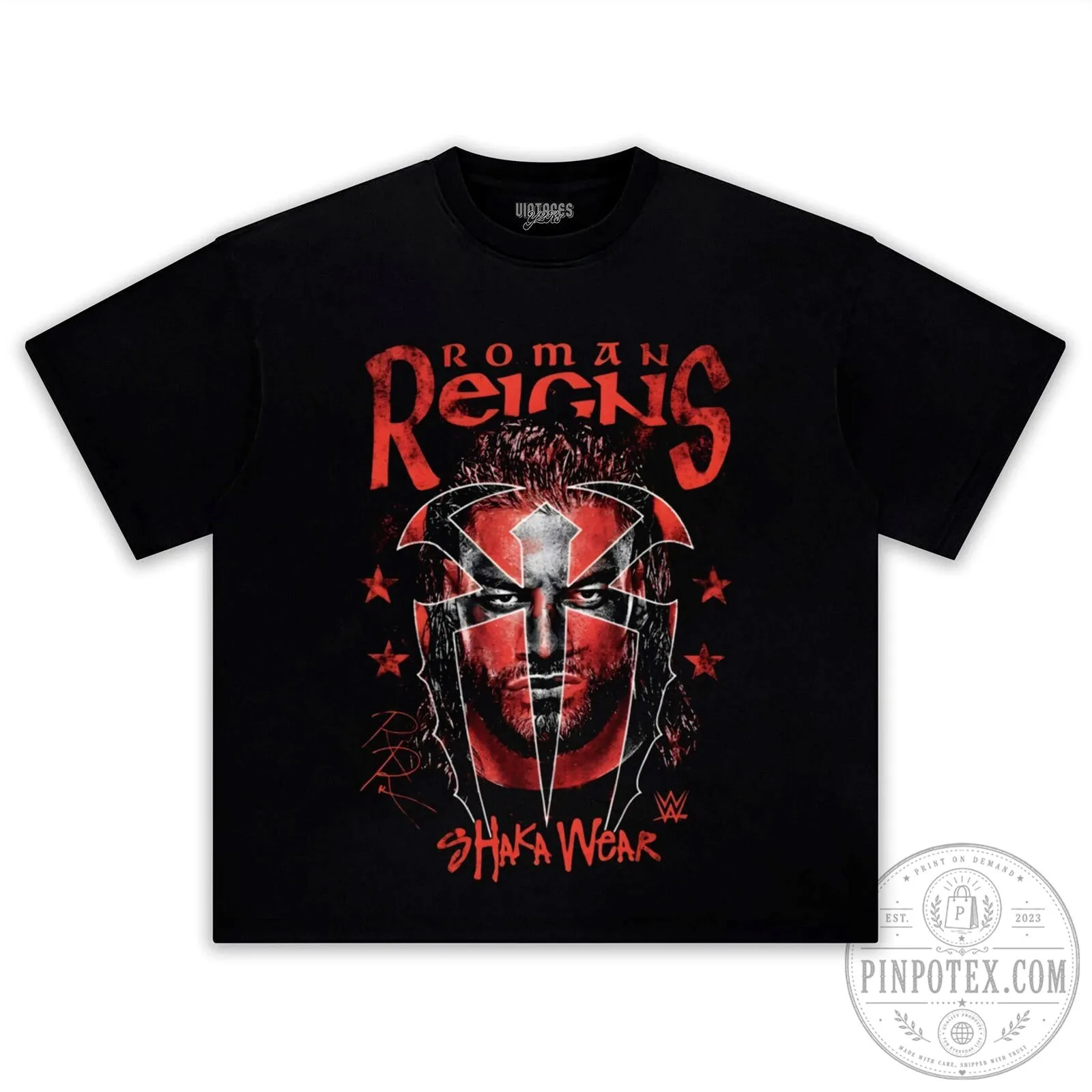 Roman Reigns WWE The Bloodline Tribal Chief Black Graphic T-Shirt