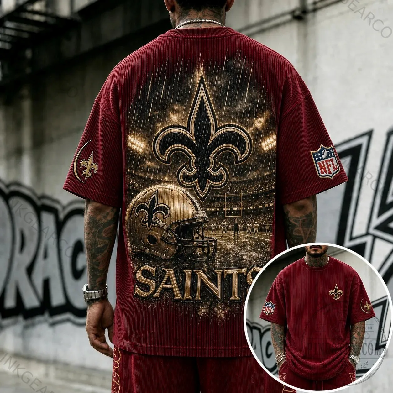 Corduroy Short Sleeve T-Shirt featuring the New Orleans Saints NFL Football Team Logo