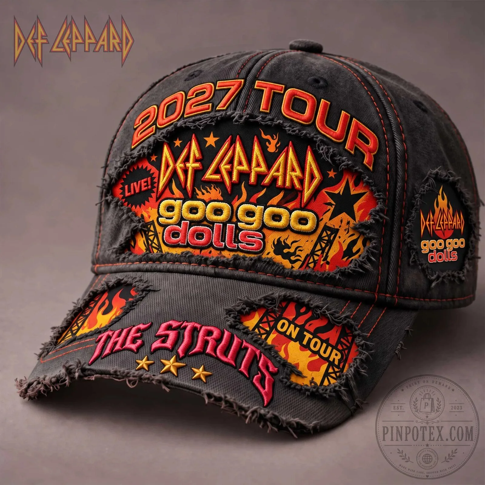 Def Leppard 2027 Tour Goo Goo Dolls The Struts Distressed Baseball Cap