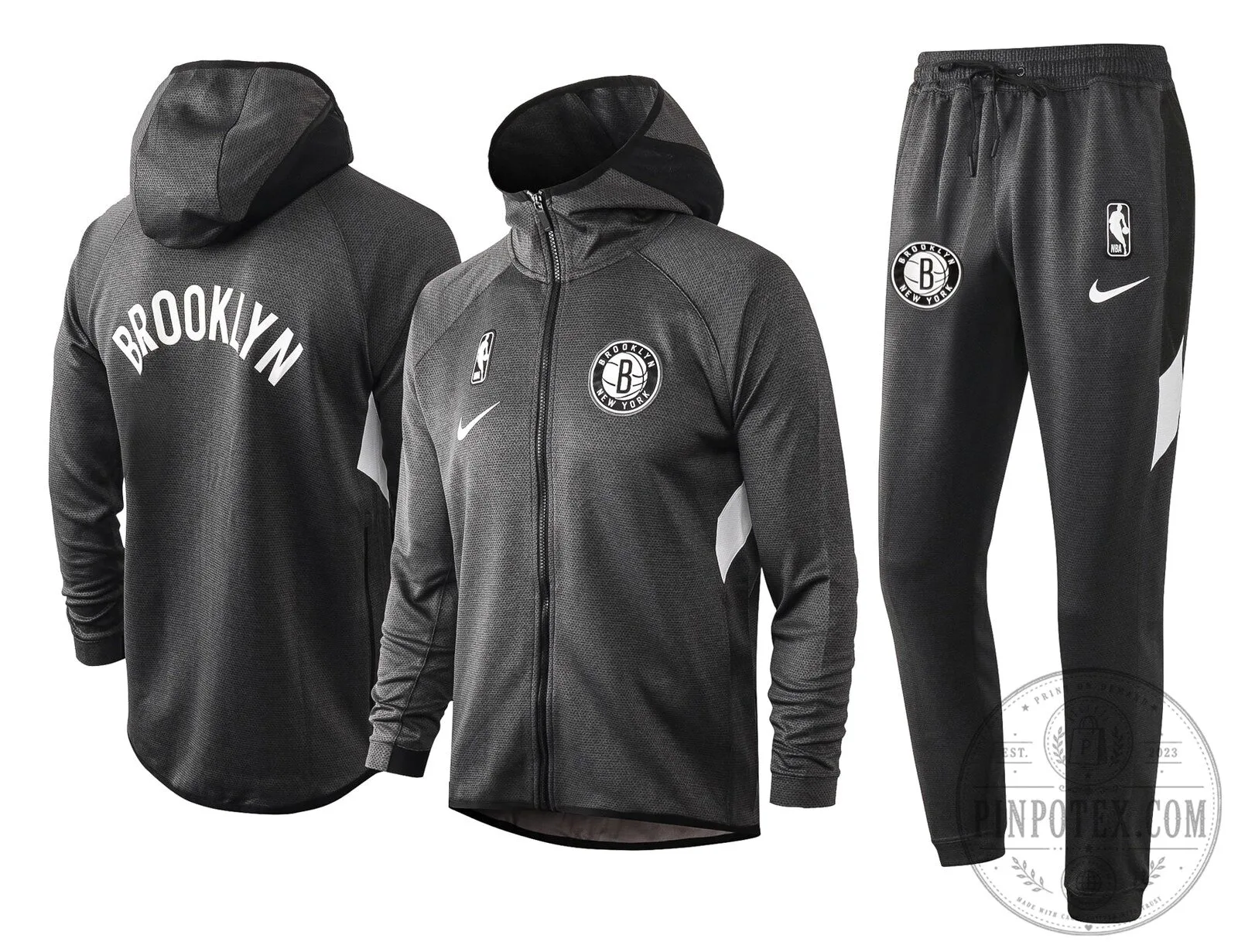 Brooklyn Nets NBA Therma Flex Black Training Hoodie and Sweatpants Set
