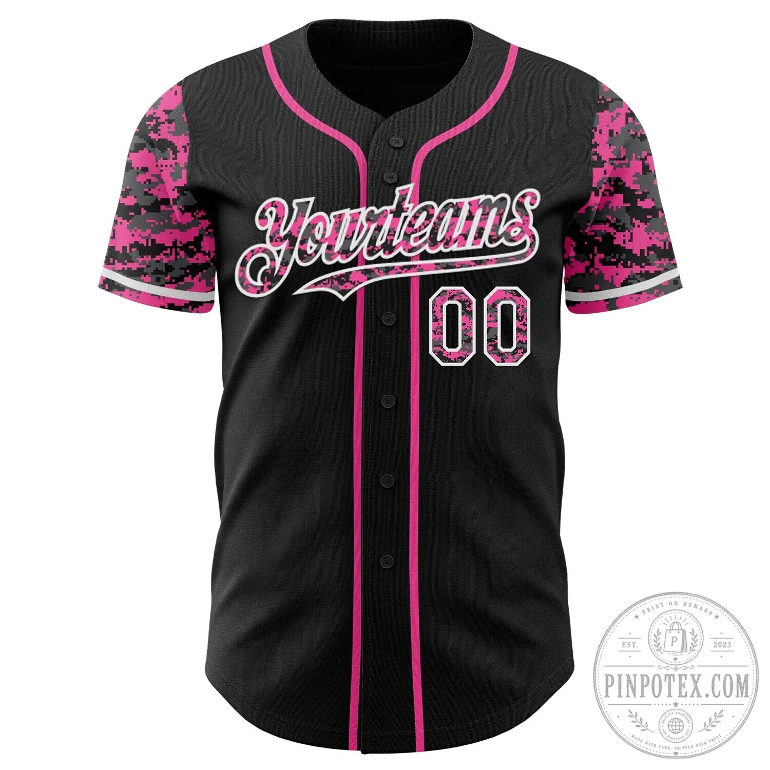 Custom Black Pink White Digital Camouflage Two Tone Authentic Baseball Jersey 8 Custom Black Pink White Digital Camouflage Two Tone Authentic Baseball Jersey