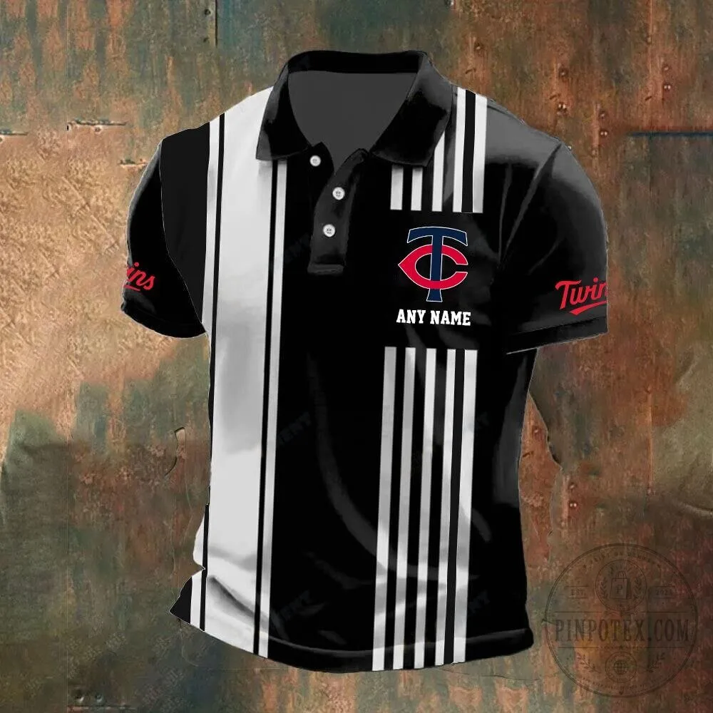 Minnesota Twins Personalized Name Striped Design Polo Shirt for Men