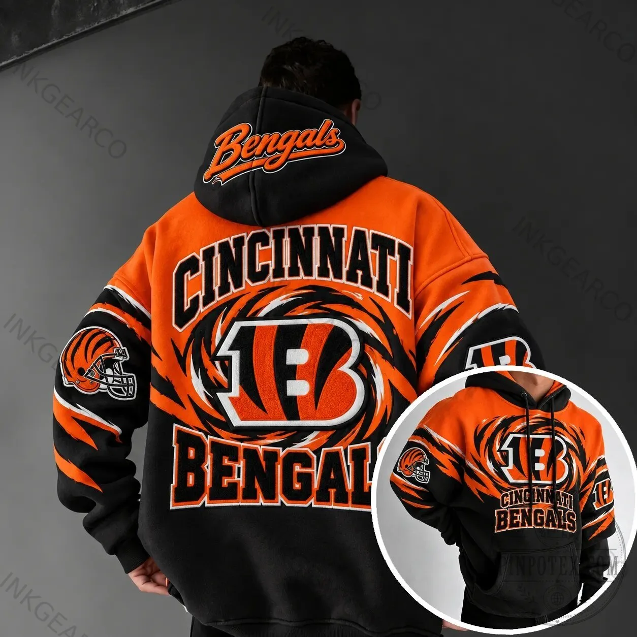 Cincinnati Bengals Football Team Fan Gear Black and Orange Hoodie 3 Cincinnati Bengals Football Team Fan Gear Black and Orange Hoodie