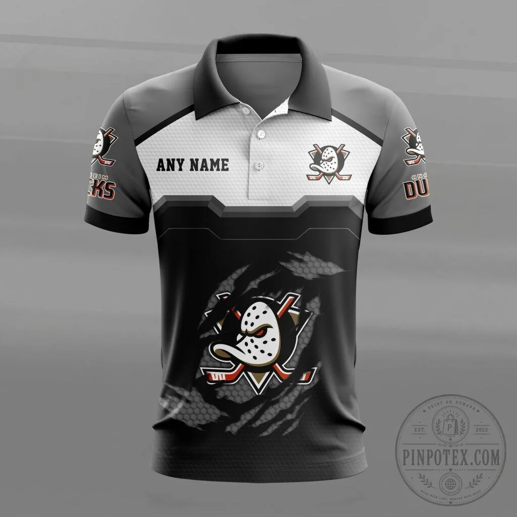 Anaheim Ducks Personalized Name Orange Black White Hockey Team Polo Shirt 14 Anaheim Ducks Personalized Name Orange Black White Hockey Team Polo Shirt