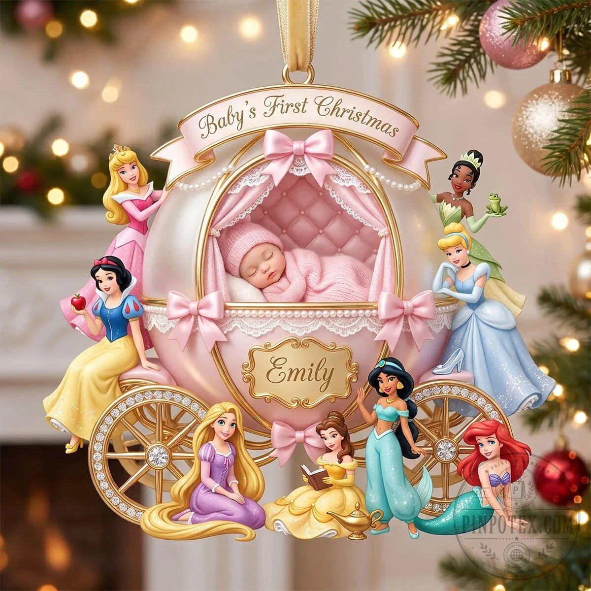Personalized Baby's First Christmas Princess Carriage Ornament