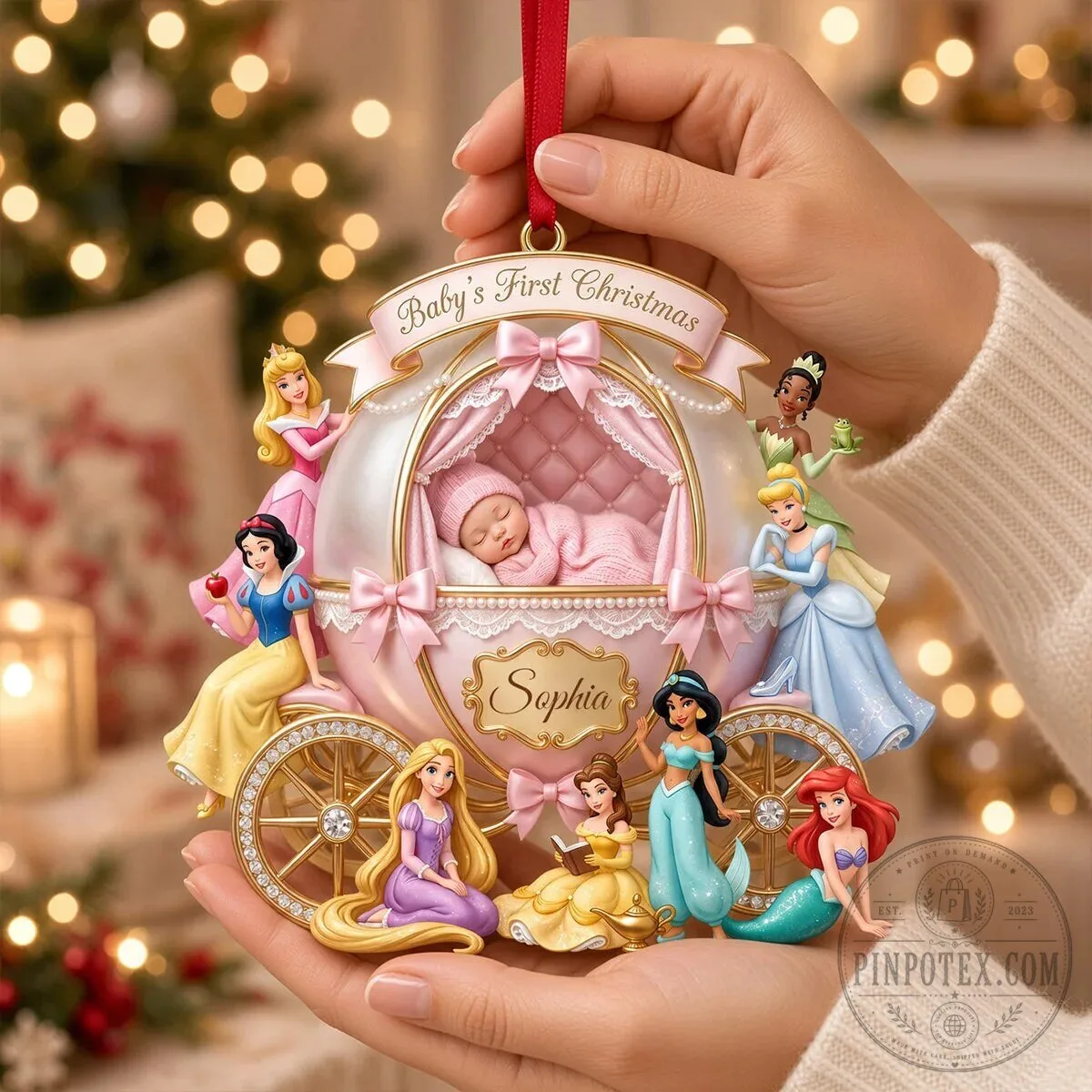Personalized Baby's First Christmas Princess Carriage Ornament 7 Personalized Baby