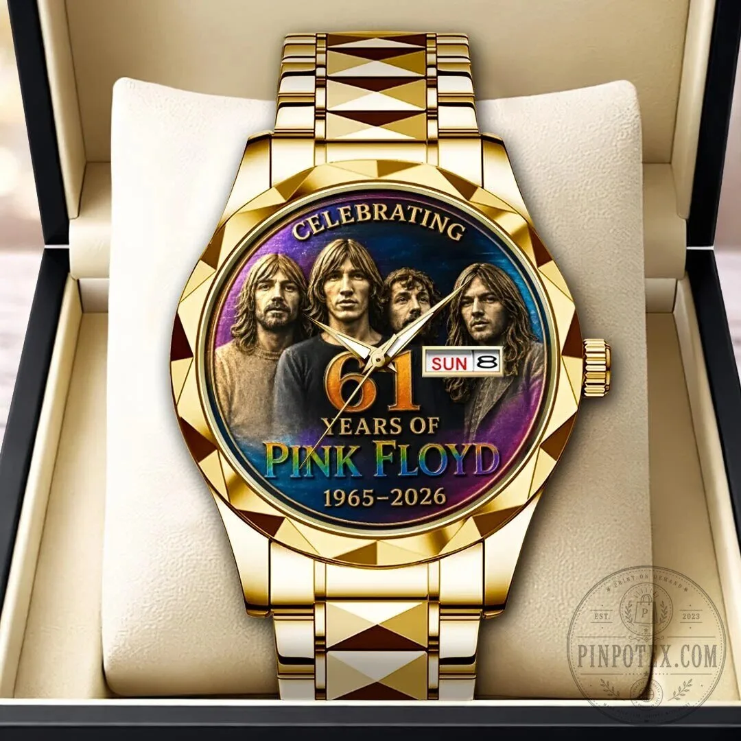Pink Floyd Celebrating 61 Years Gold Tone Stainless Steel Watch