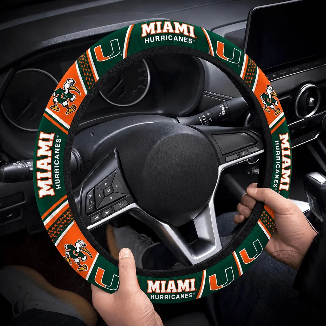 Miami Hurricanes NCAA Sports Team Car Steering Wheel Cover 1 Miami Hurricanes NCAA Sports Team Car Steering Wheel Cover