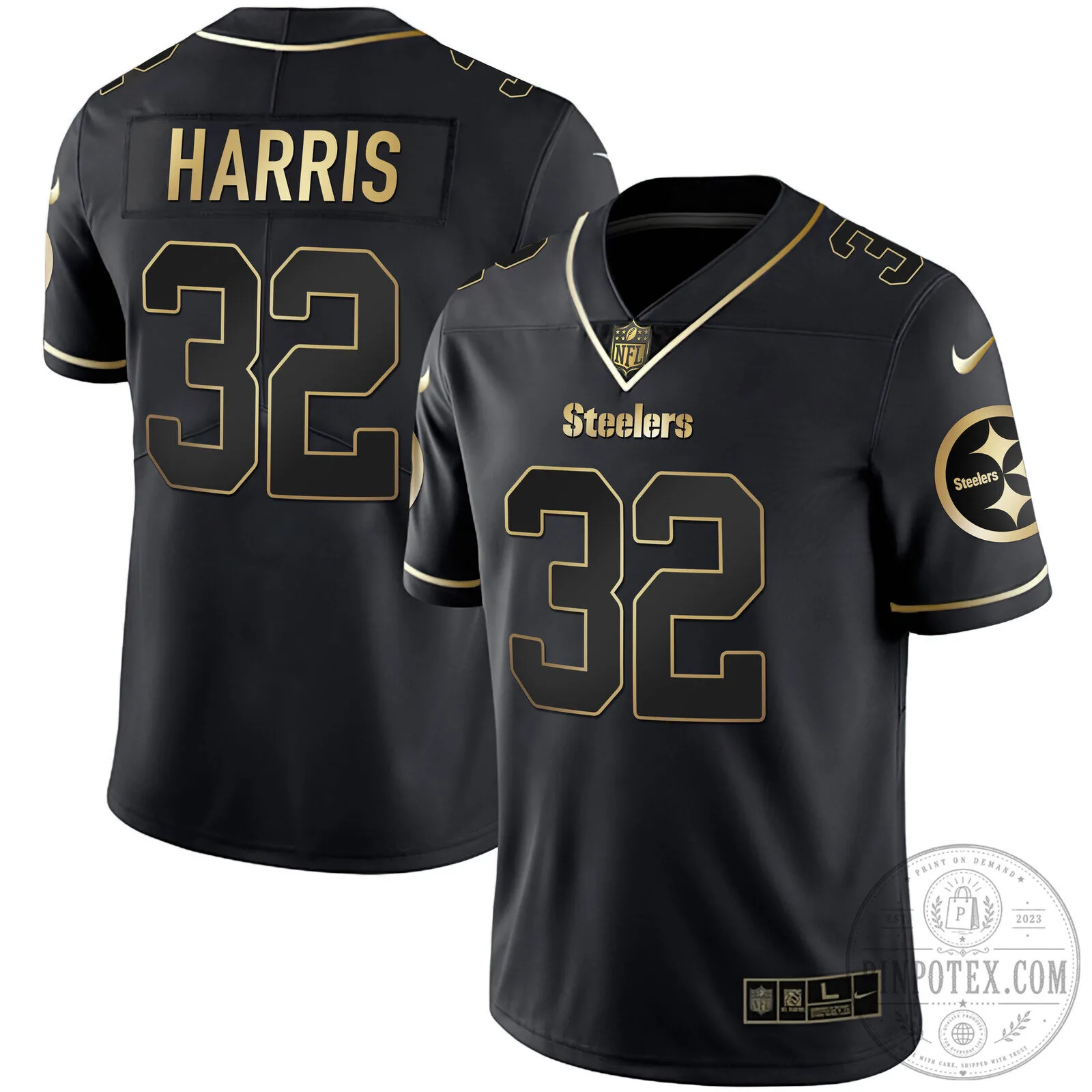 Franco Harris Pittsburgh Steelers Black Gold Football Jersey