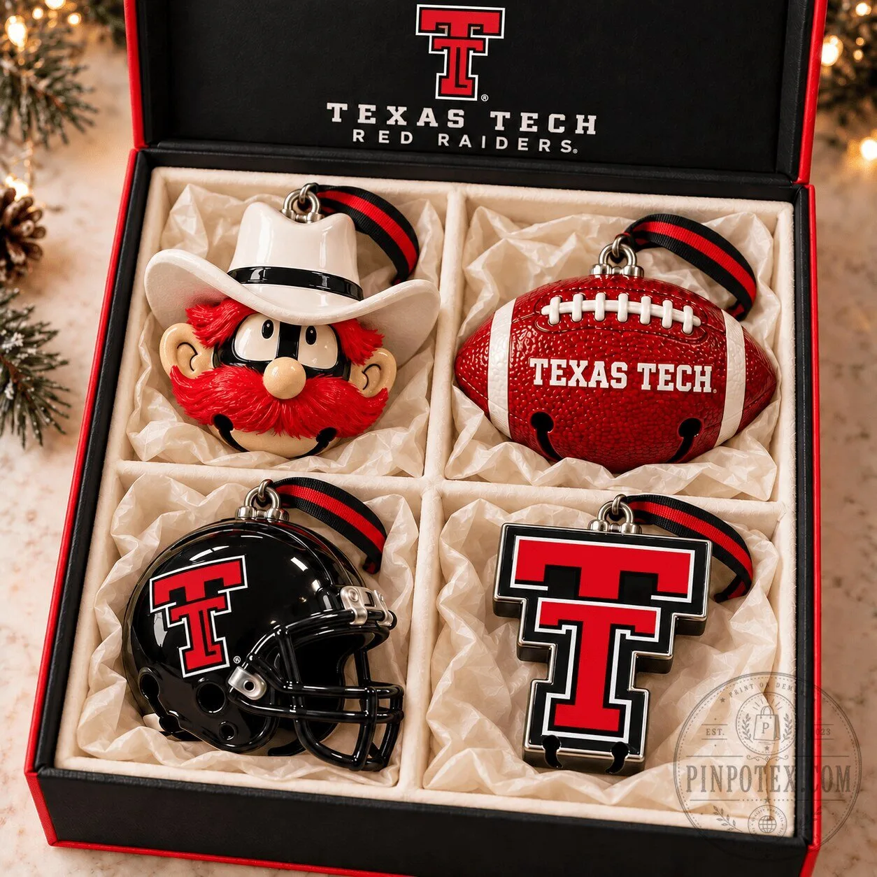 Texas Tech Red Raiders Football Christmas Tree Ornament Set