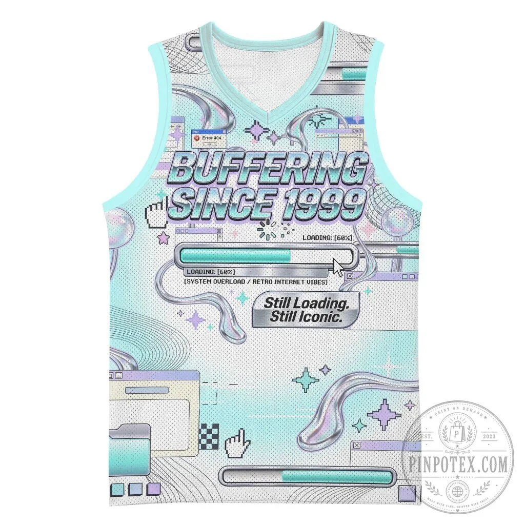 Buffering Since 1999 Vaporwave Retro Internet Aesthetic Basketball Jersey
