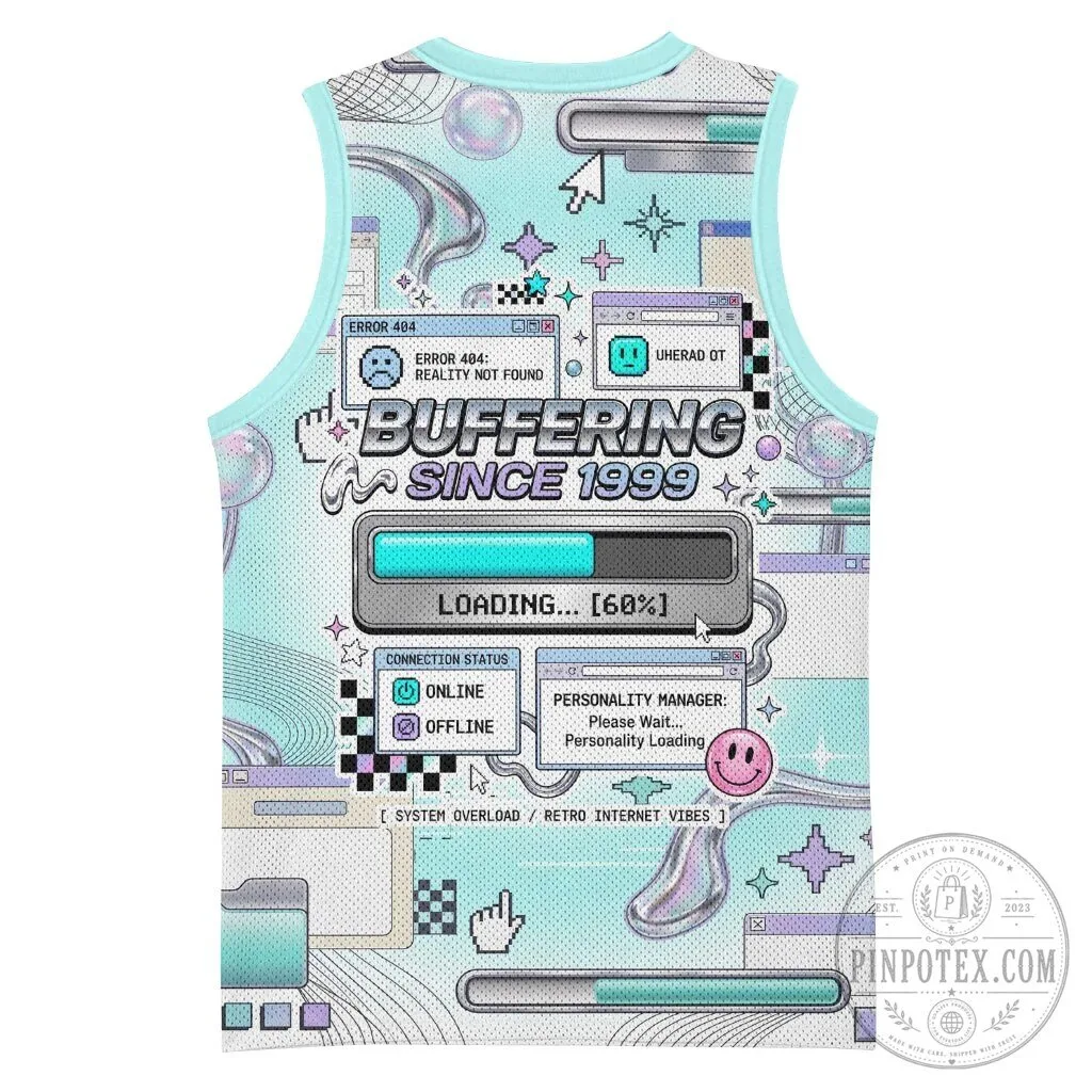 Buffering Since 1999 Vaporwave Retro Internet Aesthetic Basketball Jersey 9 Buffering Since 1999 Vaporwave Retro Internet Aesthetic Basketball Jersey