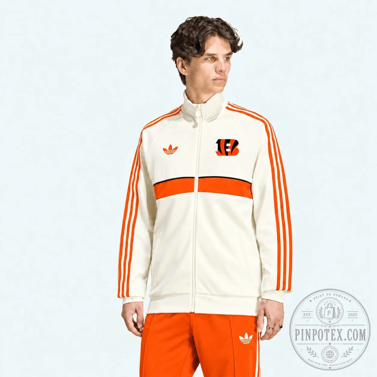 Cincinnati Bengals Adidas White Orange Track Jacket