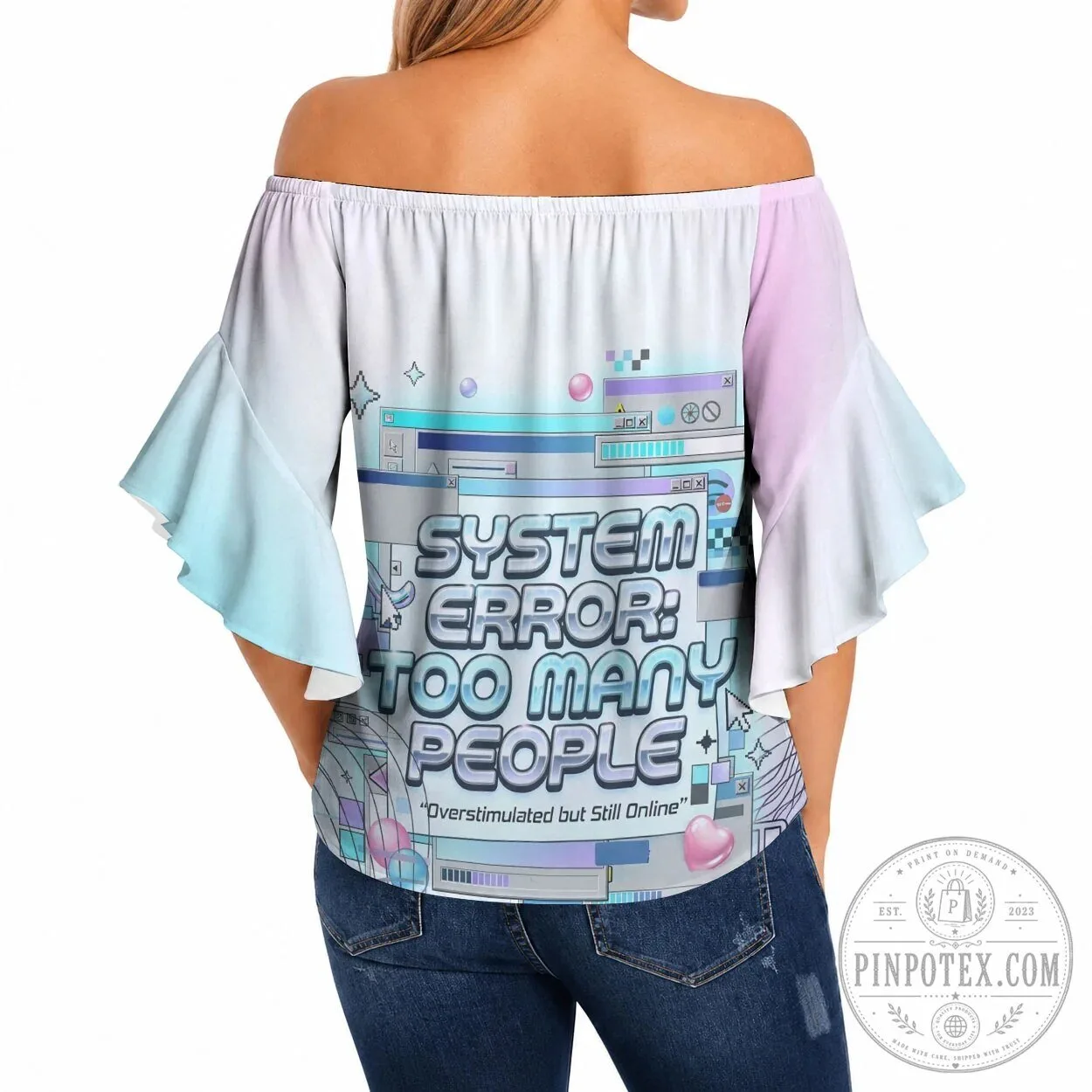 System Error Too Many People Off Shoulder Wrap Waist Tie Front Top 7 System Error Too Many People Off Shoulder Wrap Waist Tie Front Top