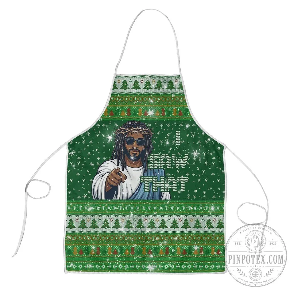 Black Jesus I Saw That Ugly Christmas Apron